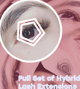 Full set hybrid lash extensions